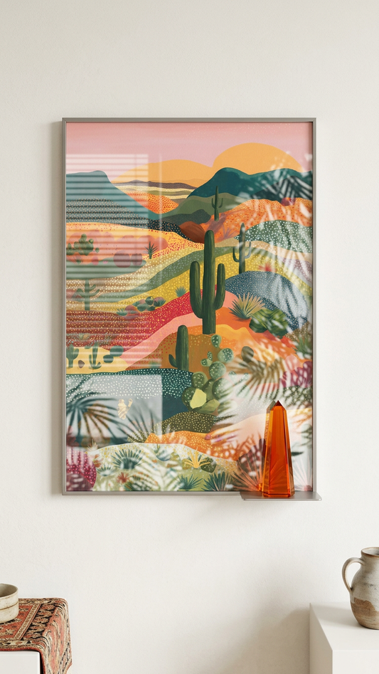 Ethereal & Warm Desert Landscape Art | Terracotta & Sage Tones | Arid beauty, vibrant serenity | Gift for Desert Lovers | Digital Download