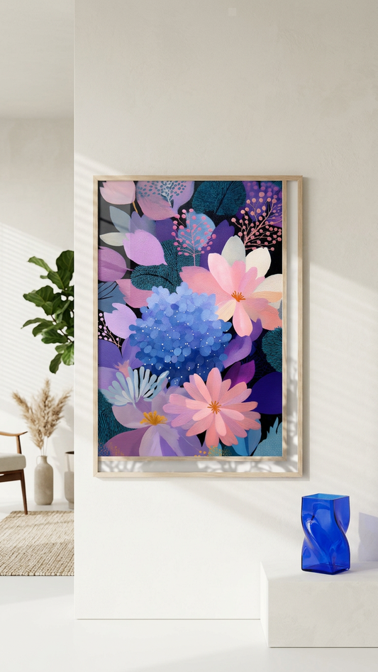 Ethereal & Uplifting Floral Abundance Art | Lavender & Sapphire Tones | Joyful, floral serenity | Gift for Nature Lovers | Digital Download