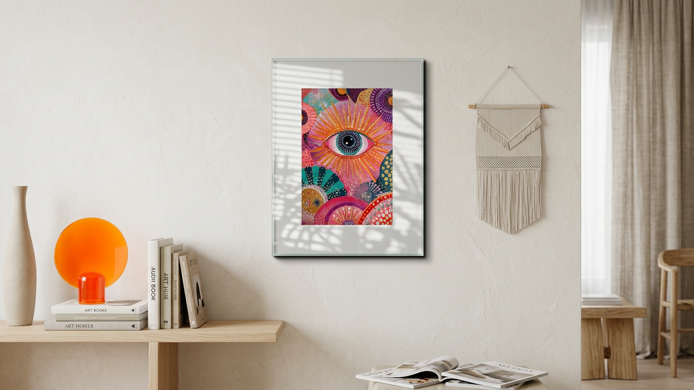Fuschia & Gold Mystic Eye Painting | Psychedelic Style | Meditation Space Decor | Digital Download