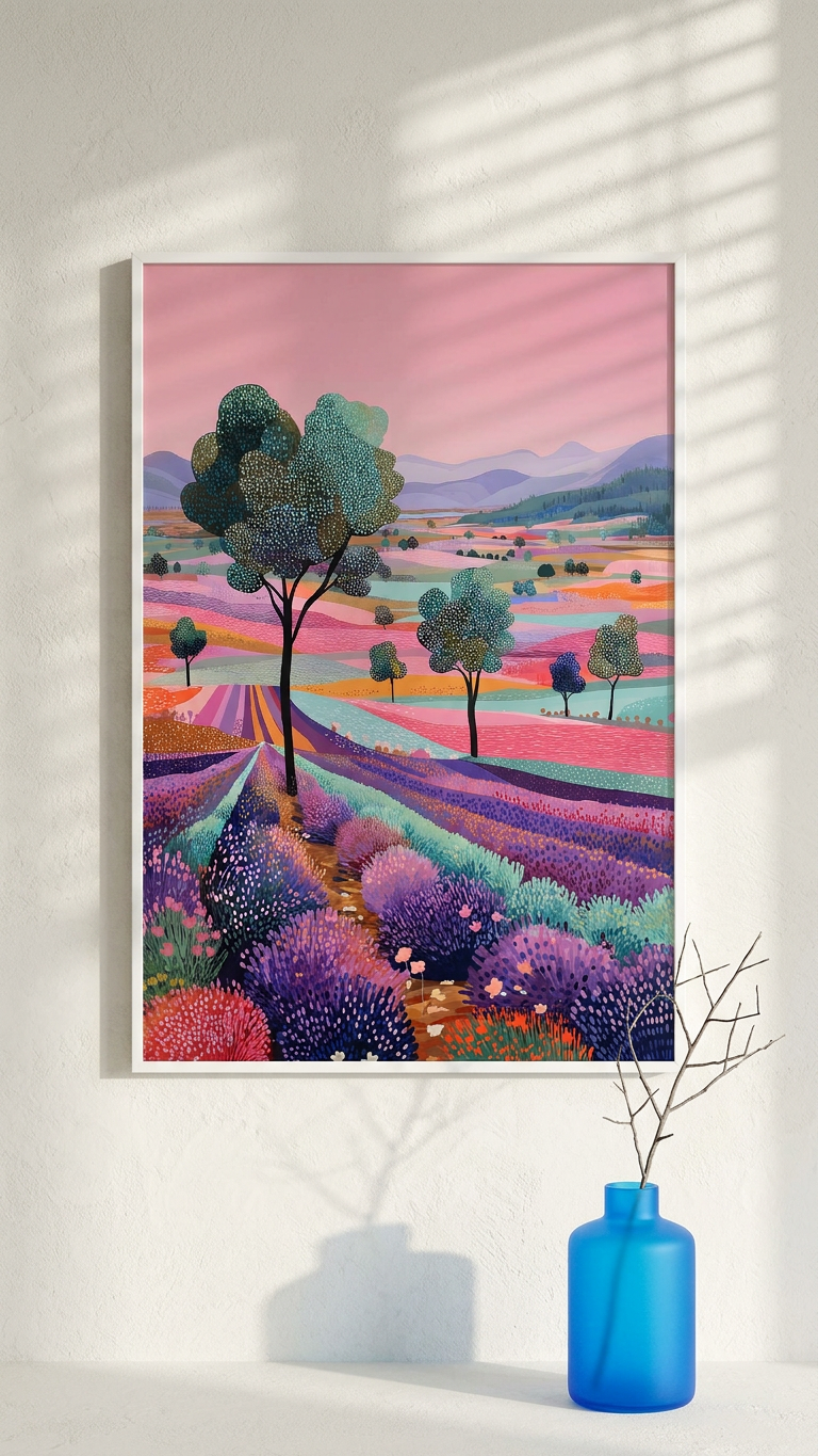 Ethereal & Serene Lavender Field Art | Lavender & Pastel Pink Tones | Ethereal, calming landscape artwork | Gift for Nature Lovers | Digital Download