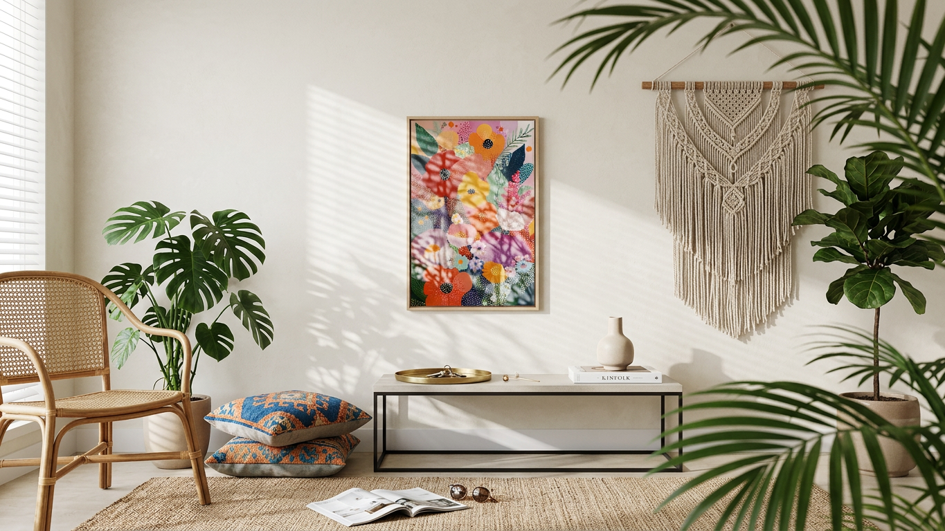 Joyful & Vibrant Abstract Floral Bouquet Art | Crimson & Sunshine Tones | Bold, uplifting, and transformative | Gift for Nature Lovers | Digital Download