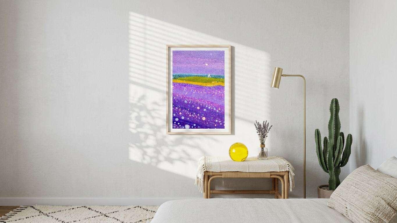Lavender & Chartreuse Lavender Field Painting | Impressionism Style | Meditation Space Decor | Digital Download