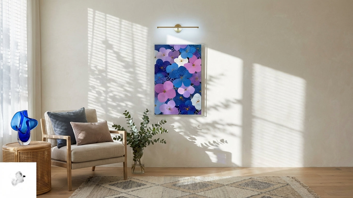 Whimsical & Ethereal Floral Bloom Art | Indigo & Lavender Tones | Ethereal floral tranquility | Gift for Nature Lovers | Digital Download