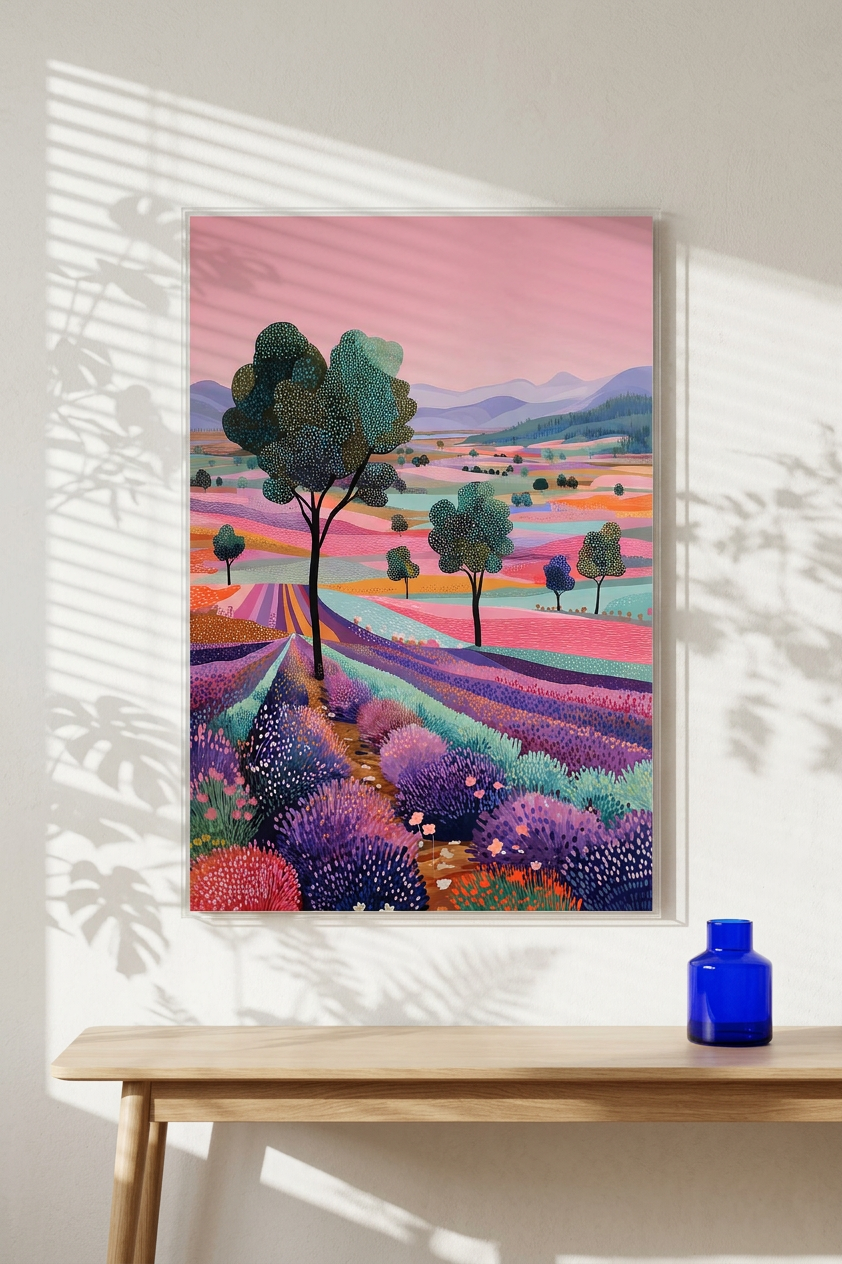 Ethereal & Serene Lavender Field Art | Lavender & Pastel Pink Tones | Ethereal, calming landscape artwork | Gift for Nature Lovers | Digital Download