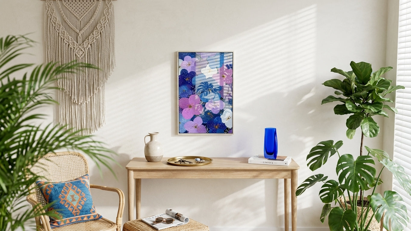 Whimsical & Ethereal Floral Bloom Art | Indigo & Lavender Tones | Ethereal floral tranquility | Gift for Nature Lovers | Digital Download
