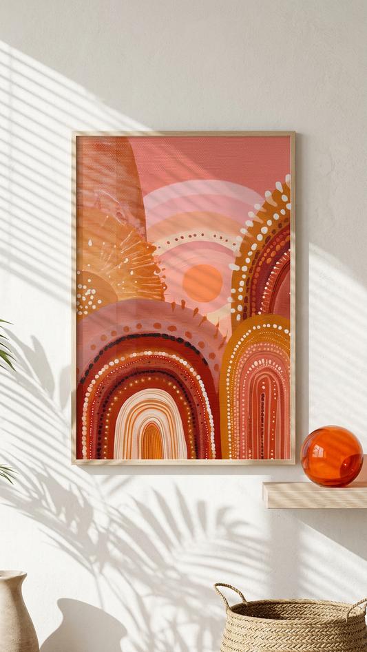 Earthy Orange & Terracotta Earth Arches Painting | Aboriginal Style | Meditation Space Decor | Digital Download