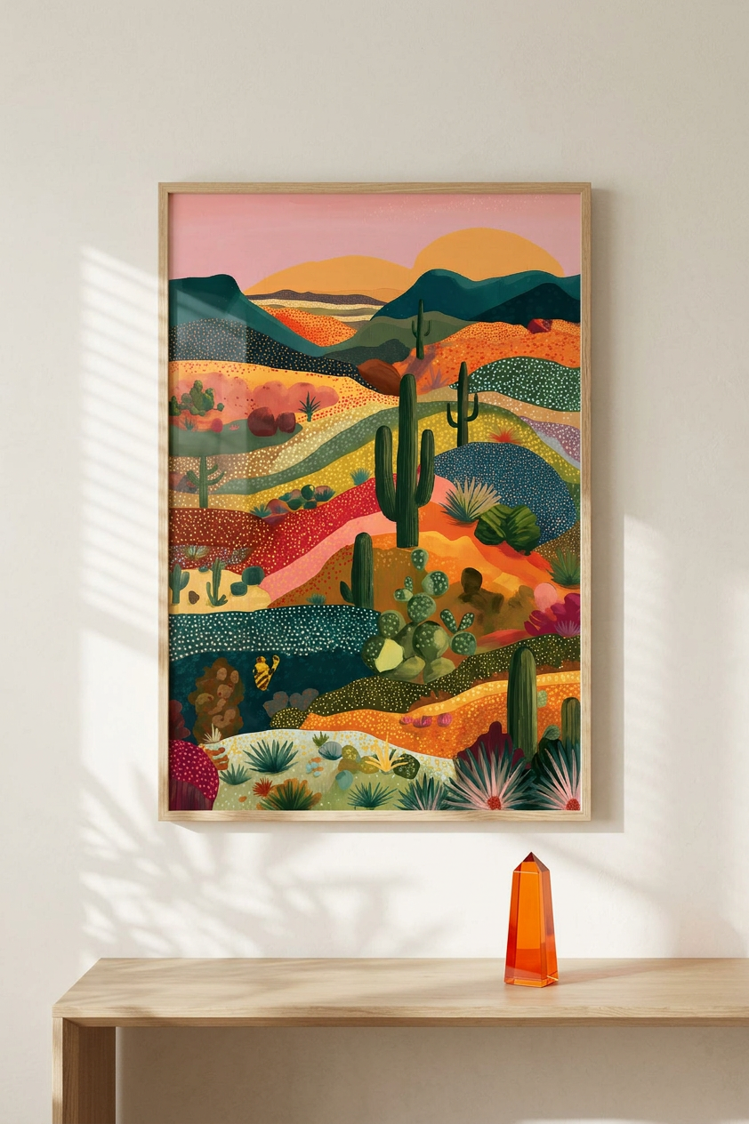 Ethereal & Warm Desert Landscape Art | Terracotta & Sage Tones | Arid beauty, vibrant serenity | Gift for Desert Lovers | Digital Download