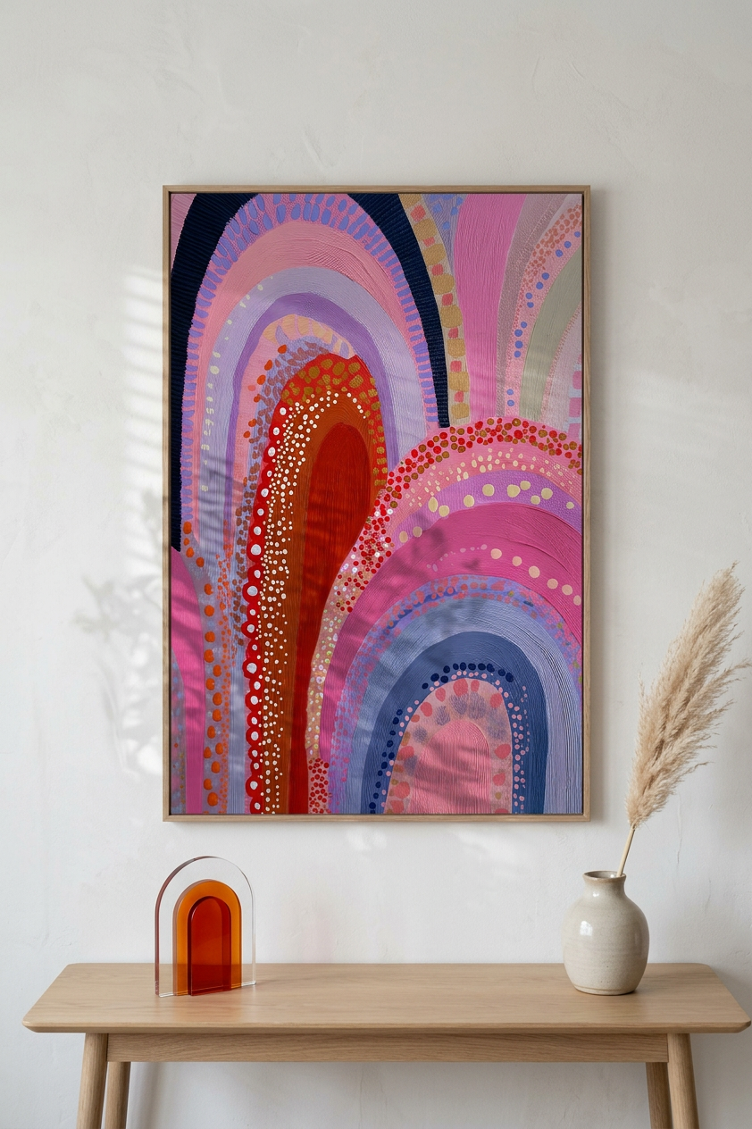 Pastel Pinks & Lavender Abstract Arches Painting | Abstract Style | Meditation Space Decor | Digital Download