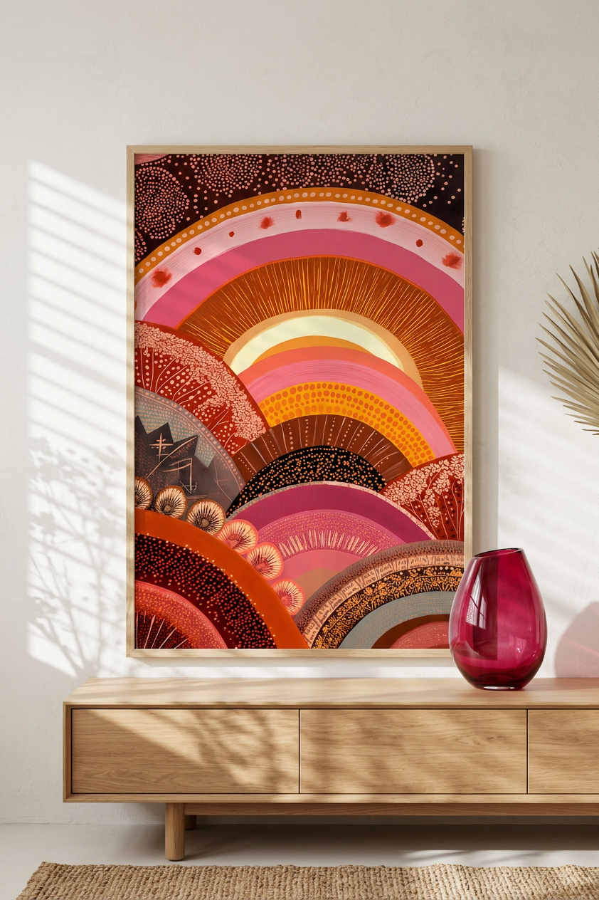 Ethereal & Harmonious Bohemian Landscape Art | Burnt Sienna & Rose Tones | Earthy, serene, and soulful | Gift for Nature Lovers | Digital Download