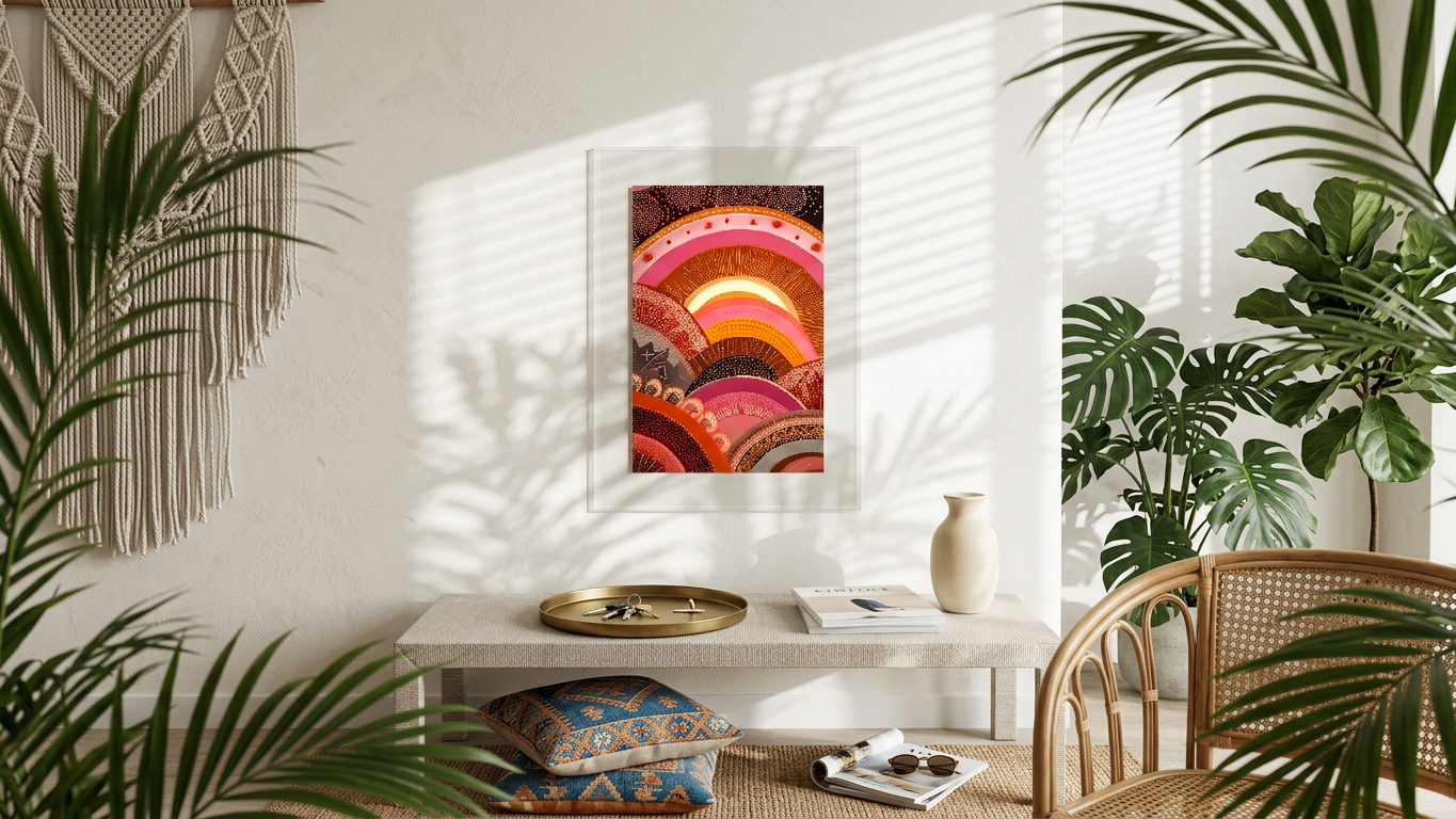Ethereal & Harmonious Bohemian Landscape Art | Burnt Sienna & Rose Tones | Earthy, serene, and soulful | Gift for Nature Lovers | Digital Download