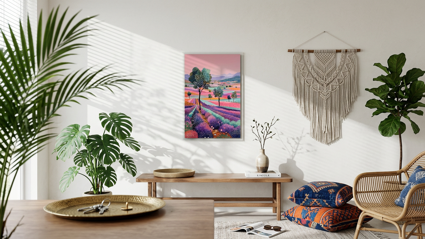 Ethereal & Serene Lavender Field Art | Lavender & Pastel Pink Tones | Ethereal, calming landscape artwork | Gift for Nature Lovers | Digital Download