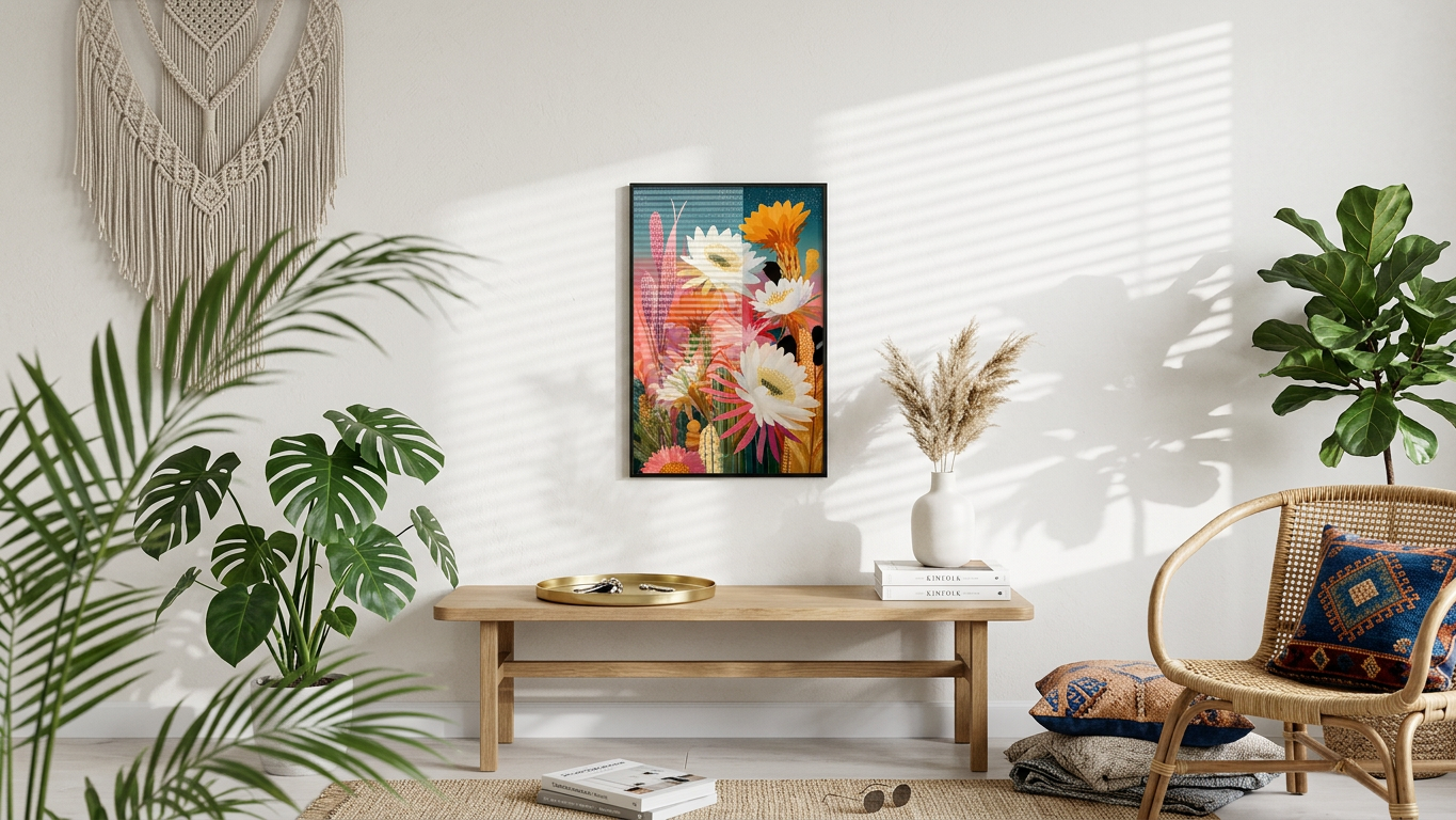 Ethereal & Whimsical Desert Blooms Art | Coral & Gold Tones | Ephemeral desert beauty | Gift for Nature Lovers | Digital Download