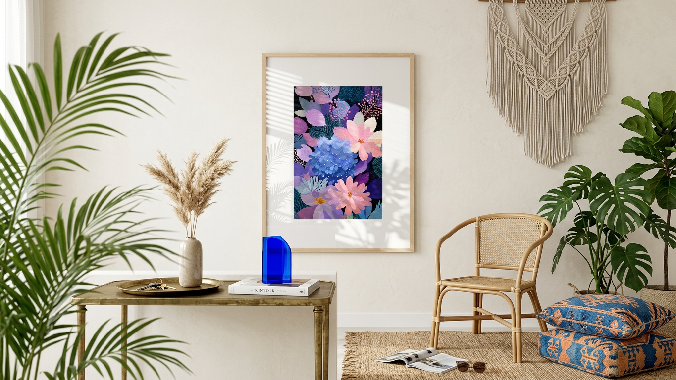 Ethereal & Uplifting Floral Abundance Art | Lavender & Sapphire Tones | Joyful, floral serenity | Gift for Nature Lovers | Digital Download