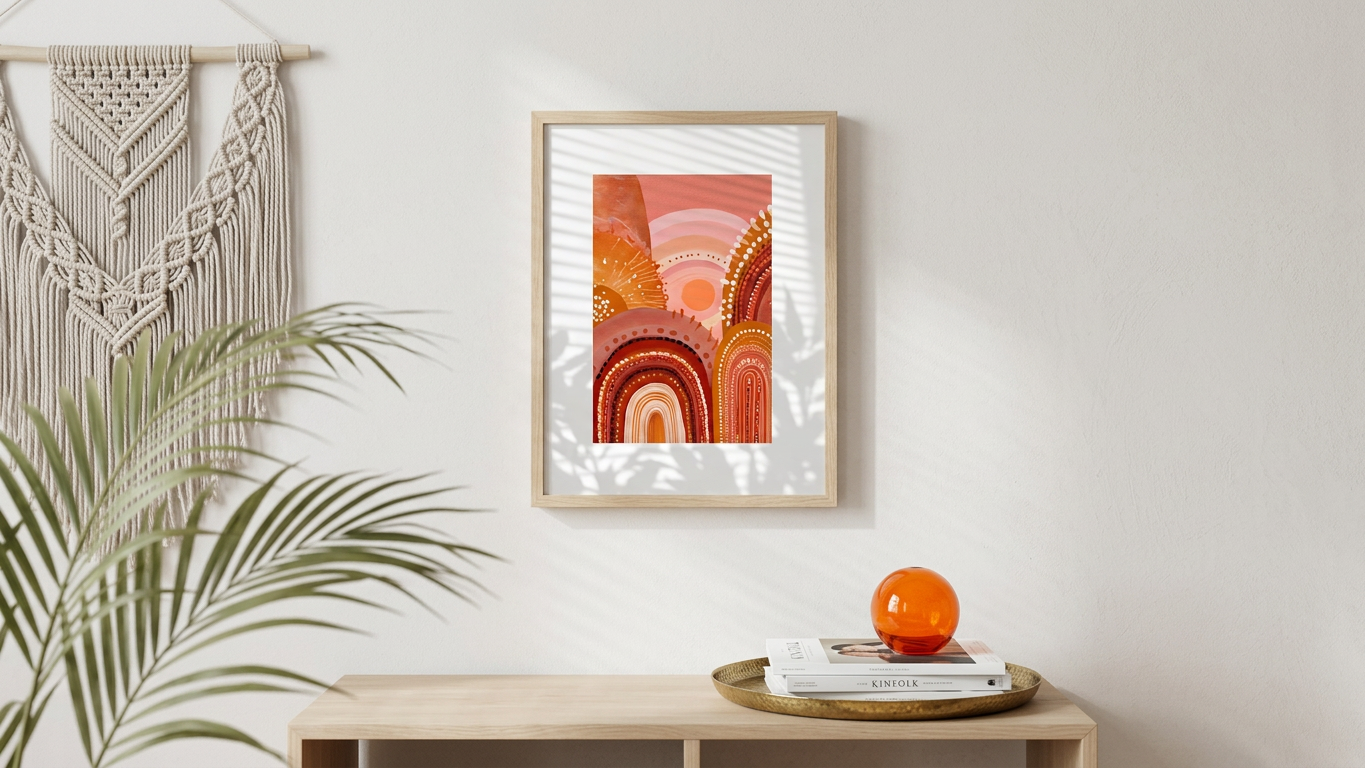 Earthy Orange & Terracotta Earth Arches Painting | Aboriginal Style | Meditation Space Decor | Digital Download