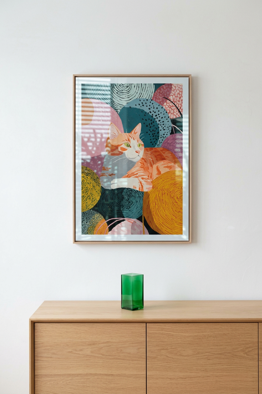 Playful & Radiant Orange Tabby Cat Art | Tangerine & Teal Tones | Joyful, vibrant feline portrait | Gift for Cat Lovers | Digital Download
