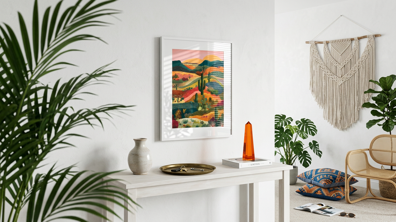 Ethereal & Warm Desert Landscape Art | Terracotta & Sage Tones | Arid beauty, vibrant serenity | Gift for Desert Lovers | Digital Download