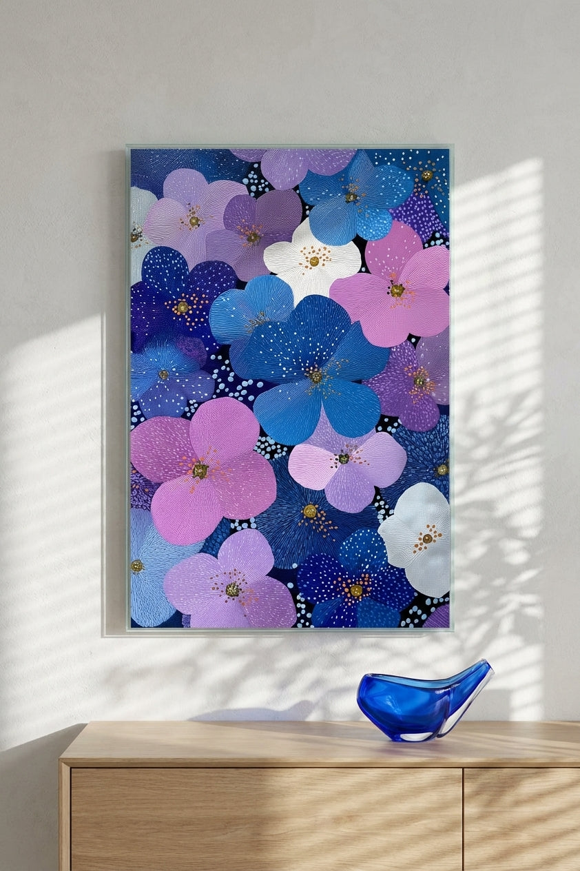 Whimsical & Ethereal Floral Bloom Art | Indigo & Lavender Tones | Ethereal floral tranquility | Gift for Nature Lovers | Digital Download