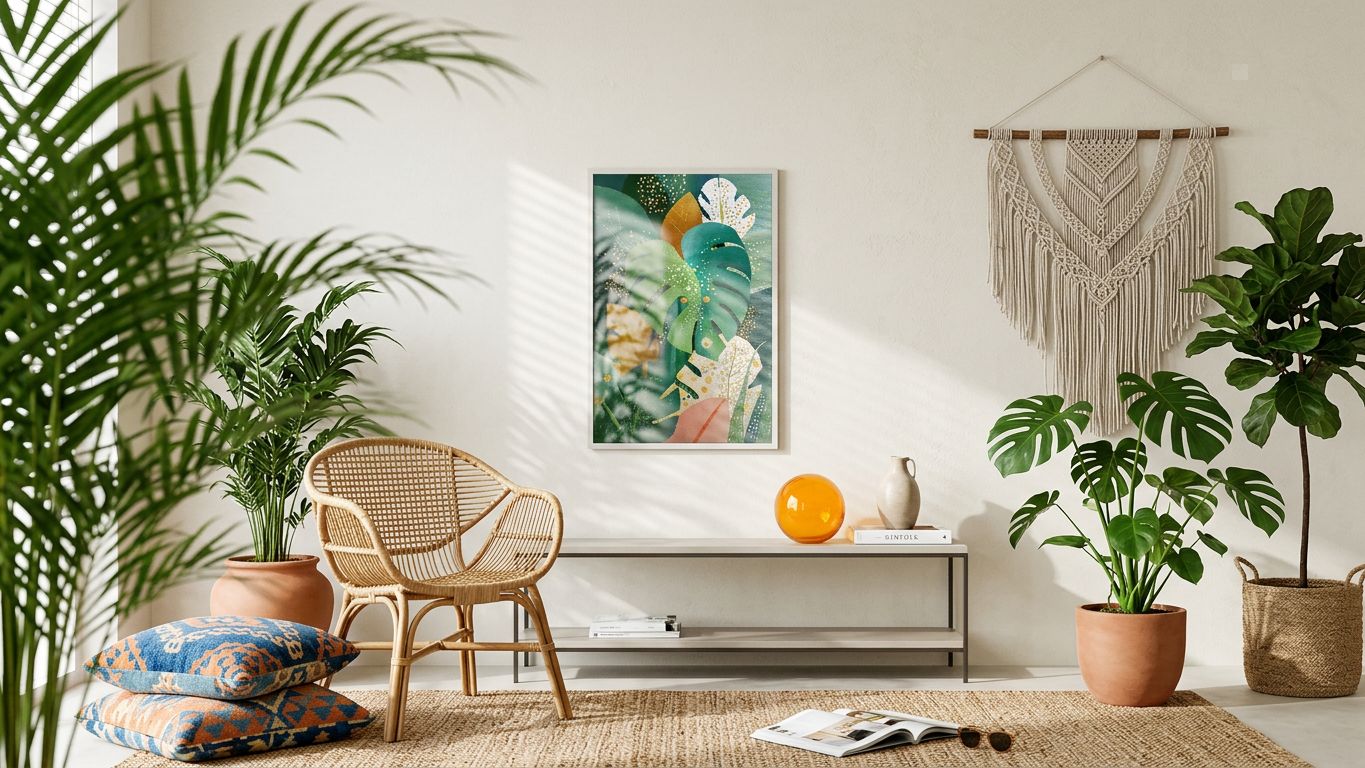 Ethereal & Lush Tropical Leaves Art | Emerald & Gold Tones | Lush, calming, tropical escape | Gift for Nature Lovers | Digital Download