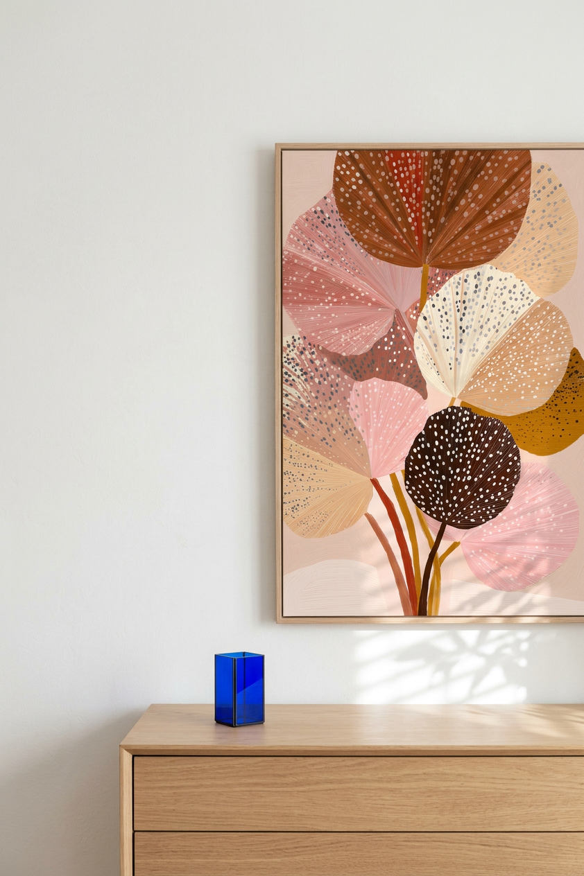 Copper & Rose Polka Dot Begonias Painting | Botanical Illustration Style | Sunlit Home Decor | Digital Download