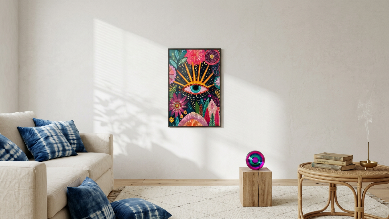 Ethereal & Mystical Mystic Eye Art | Electric & Teal Tones | Vibrant, soulful introspection | Gift for Nature & Contemplative Art Lovers | Digital Download