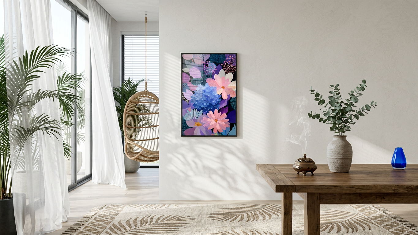 Ethereal & Uplifting Floral Abundance Art | Lavender & Sapphire Tones | Joyful, floral serenity | Gift for Nature Lovers | Digital Download