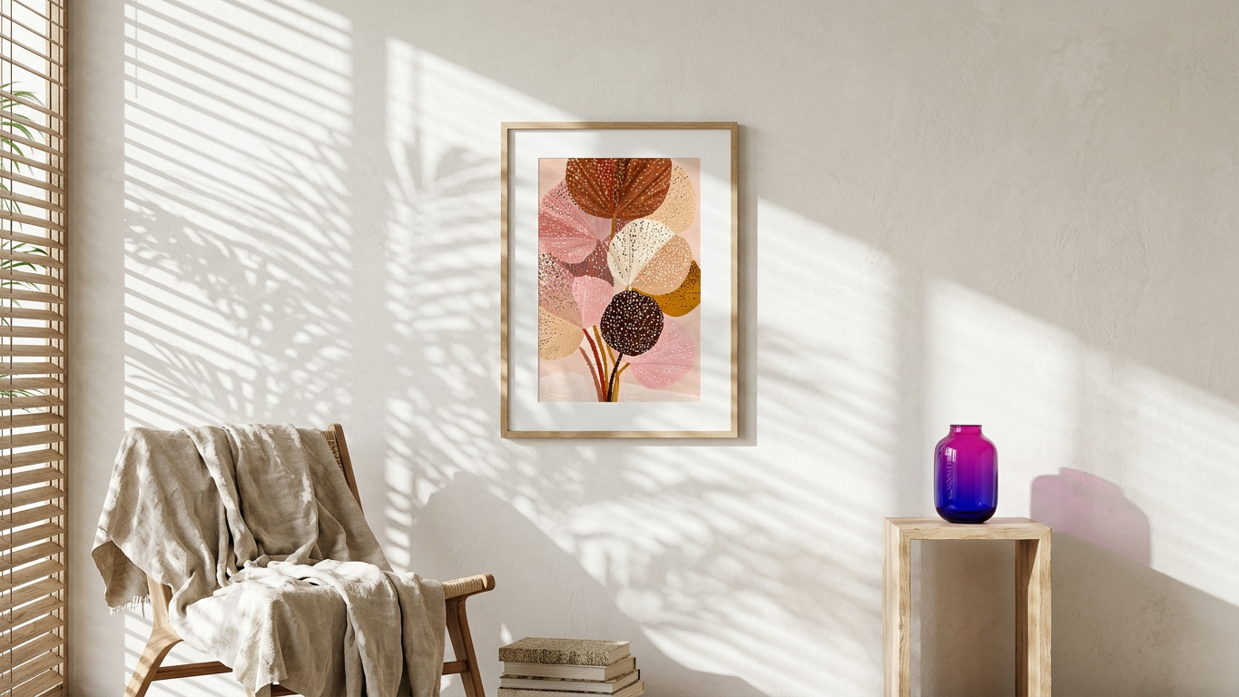 Copper & Rose Polka Dot Begonias Painting | Botanical Illustration Style | Sunlit Home Decor | Digital Download