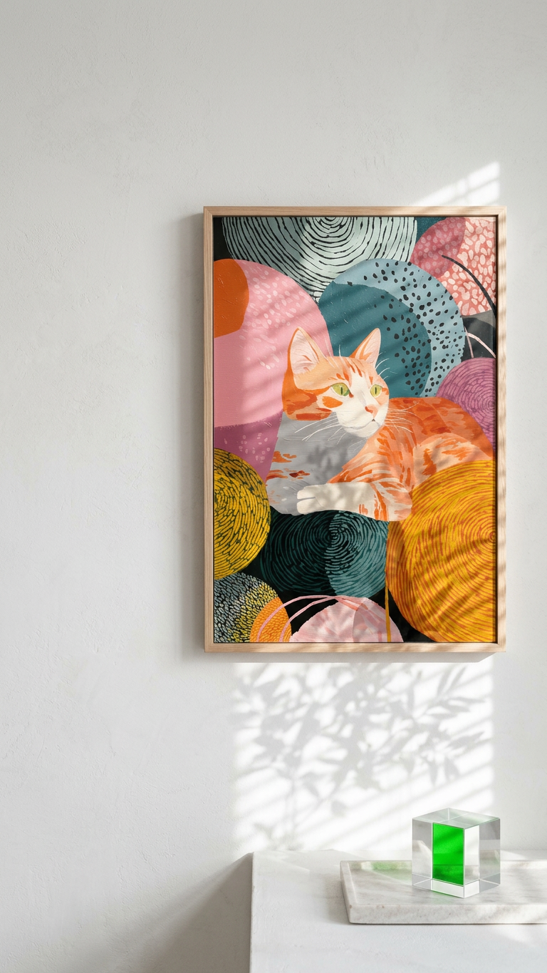 Playful & Radiant Orange Tabby Cat Art | Tangerine & Teal Tones | Joyful, vibrant feline portrait | Gift for Cat Lovers | Digital Download