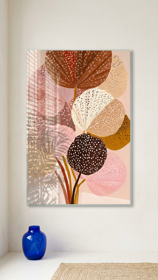 Copper & Rose Polka Dot Begonias Painting | Botanical Illustration Style | Sunlit Home Decor | Digital Download