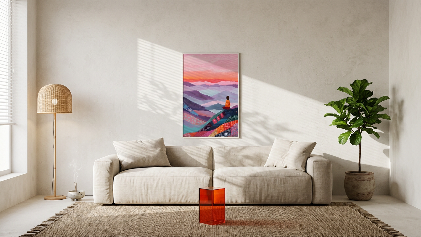 Ethereal & Serene Meditative Figure Art | Rose Quartz & Teal Tones | Serenity in colorful layers | Gift for Serenity Seekers | Digital Download
