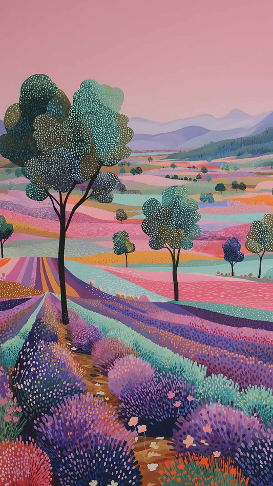 Ethereal & Serene Lavender Field Art | Lavender & Pastel Pink Tones | Ethereal, calming landscape artwork | Gift for Nature Lovers | Digital Download